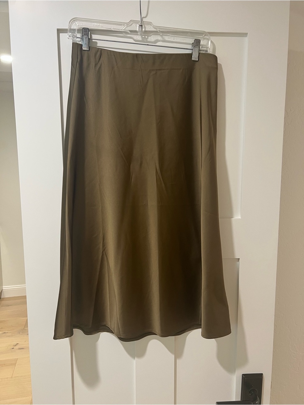 Women's Olive A-Line Midi Skirt